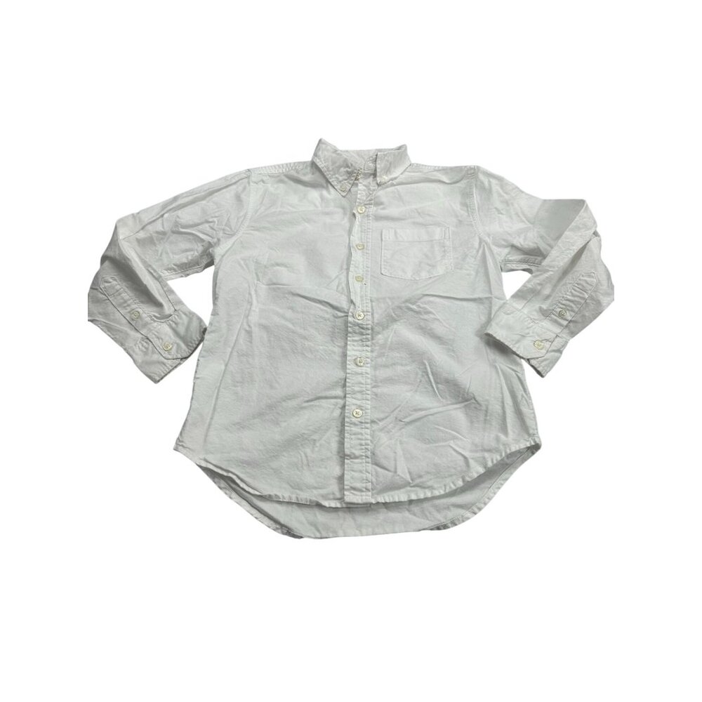 Old Navy Boys White Button-Down Shirt Medium 100% Cotton Classic Fit